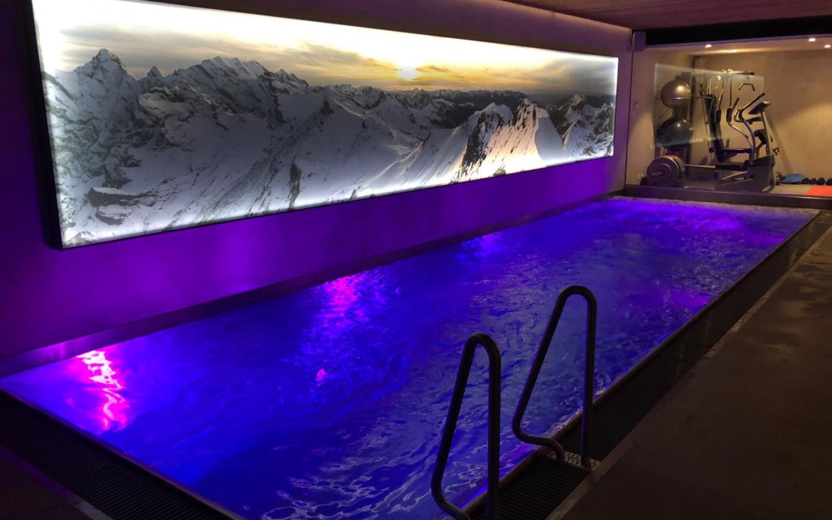 Chalet Verbier Swiss Alps Switzerland Luxury Ski Spa Pool Lights 2